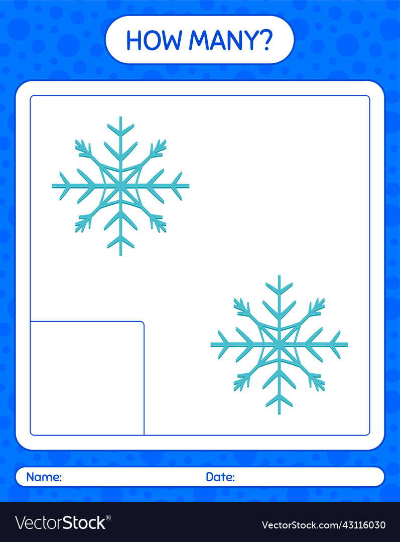 How many counting game with snowman worksheet Vector Image How many counting game with snowman worksheet