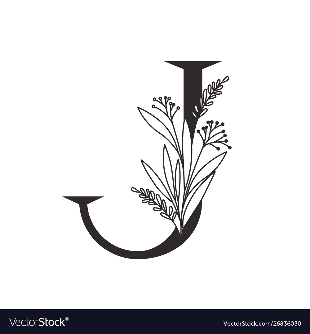 Letter alphabet with leaves Royalty Free Vector Image