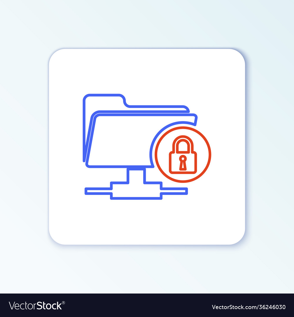 Line ftp folder and lock icon isolated on white vector image Line ftp folder and lock icon isolated on white