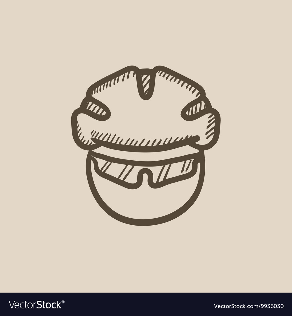 Man in bicycle helmet and glasses sketch icon