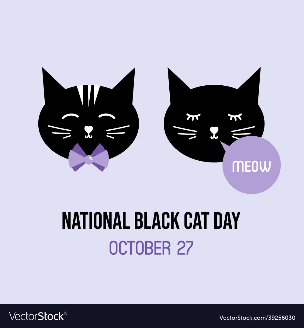 National black cat day greeting card Royalty Free Vector