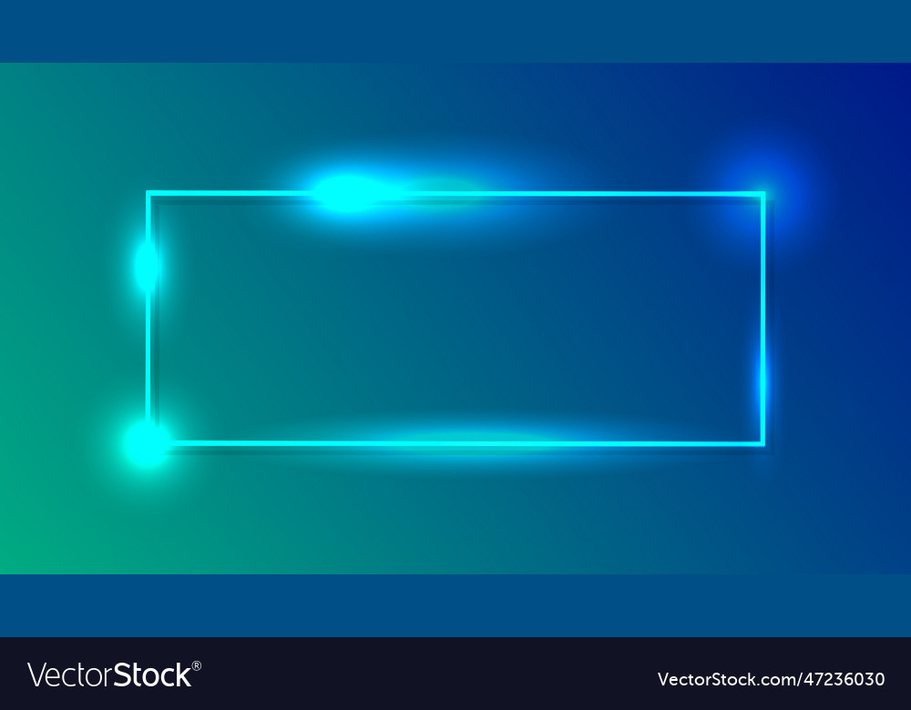 Neon rectangular frame with shining effects