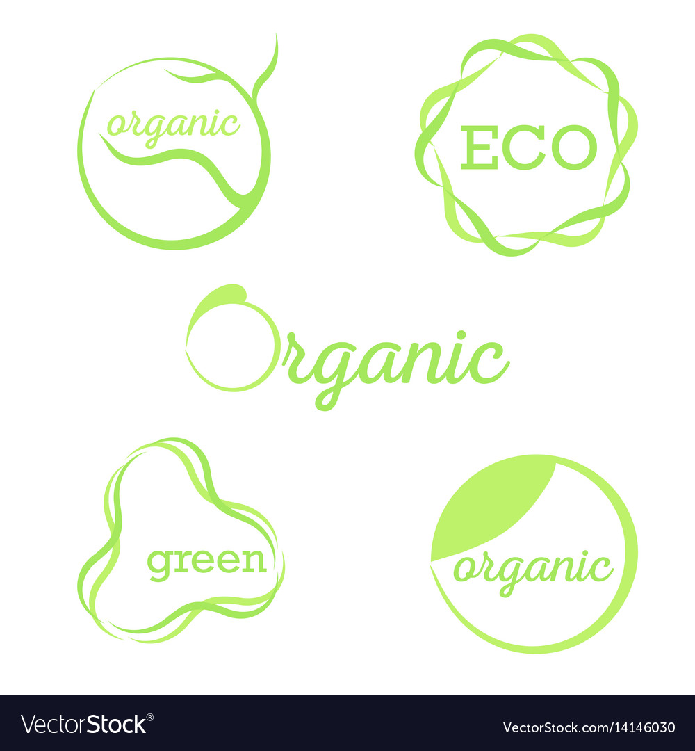 Organic green signs Royalty Free Vector Image - VectorStock