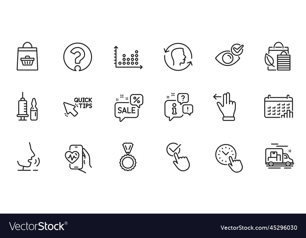Outline set of bio shopping checkbox and quick vector image Outline set of bio shopping checkbox and quick