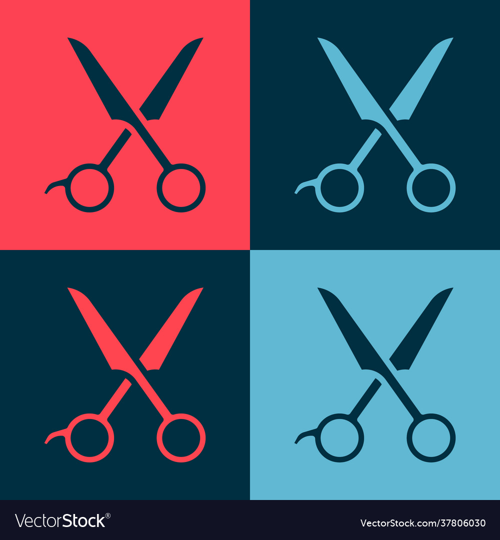 Pop art scissors hairdresser icon isolated