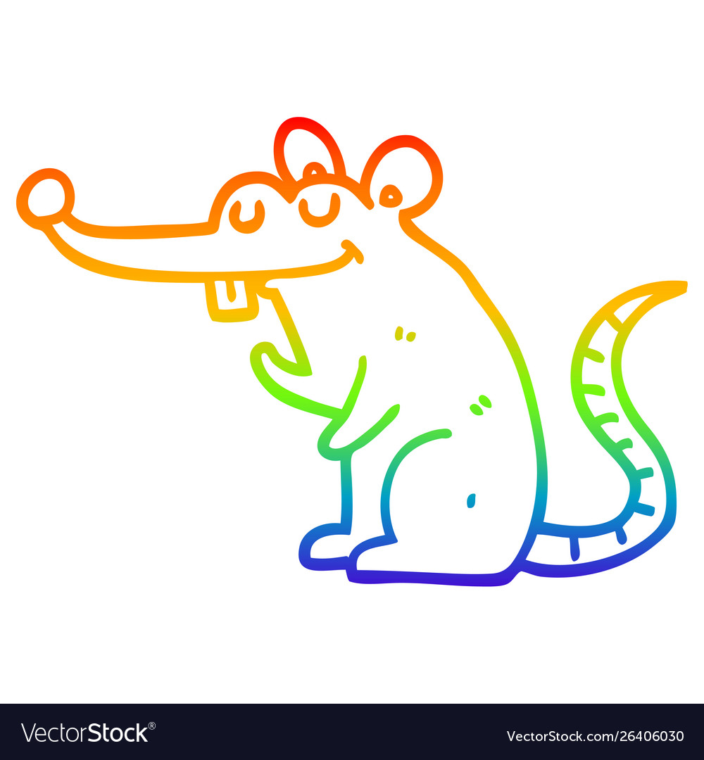 Rainbow gradient line drawing cartoon rat Vector Image Rainbow gradient line drawing cartoon rat Vector Image