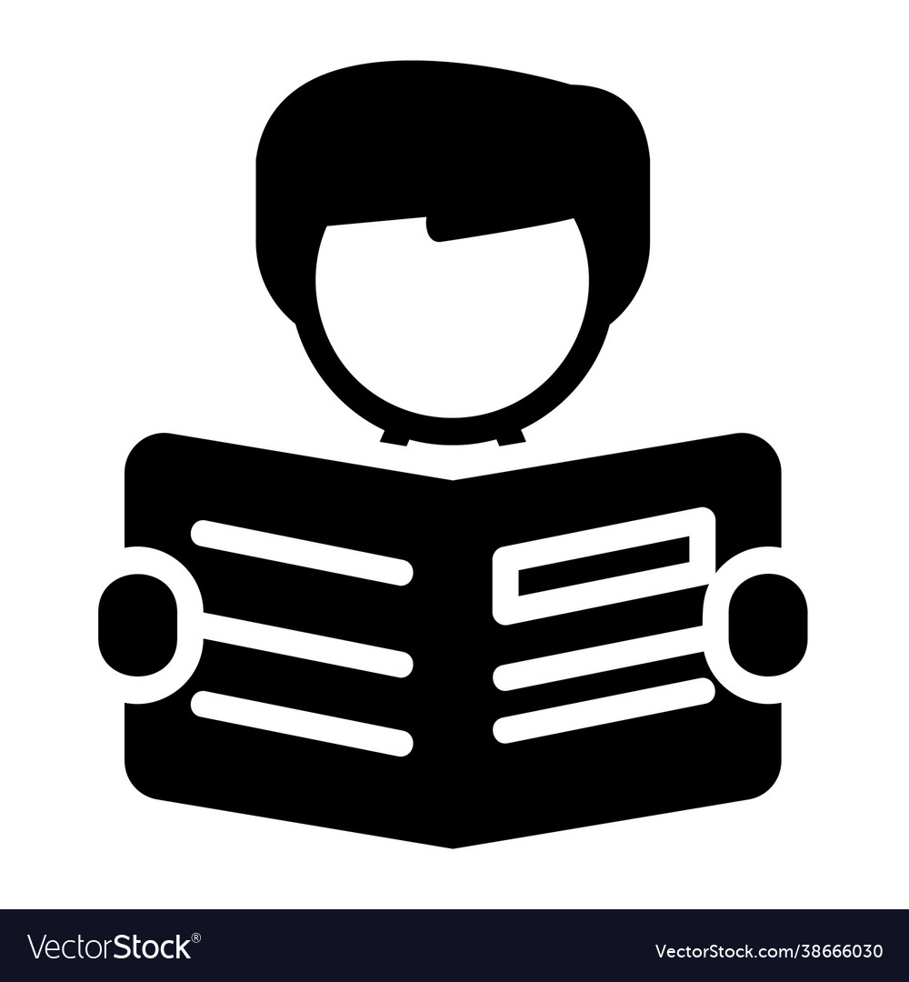Reading icon in solid style for any projects vector image Reading icon in solid style for any projects