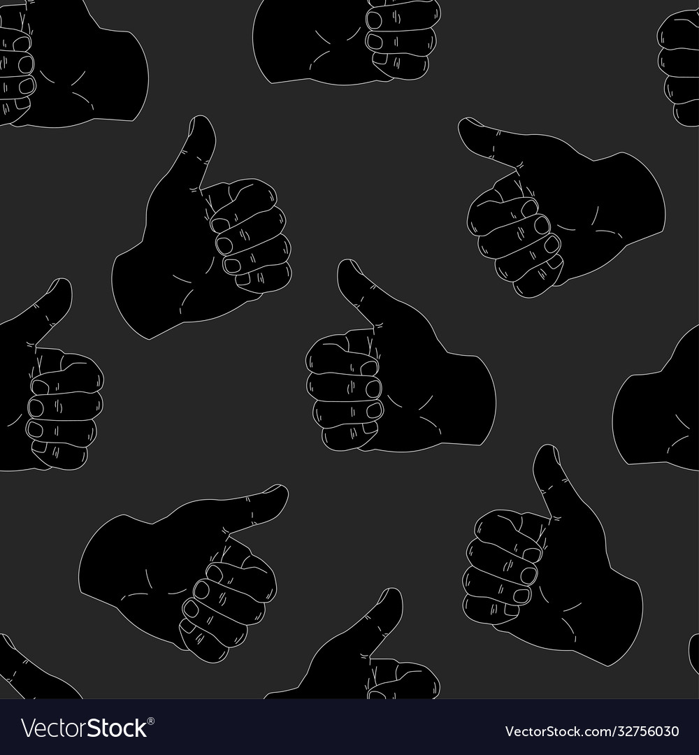 Seamless pattern with thumb up gesture