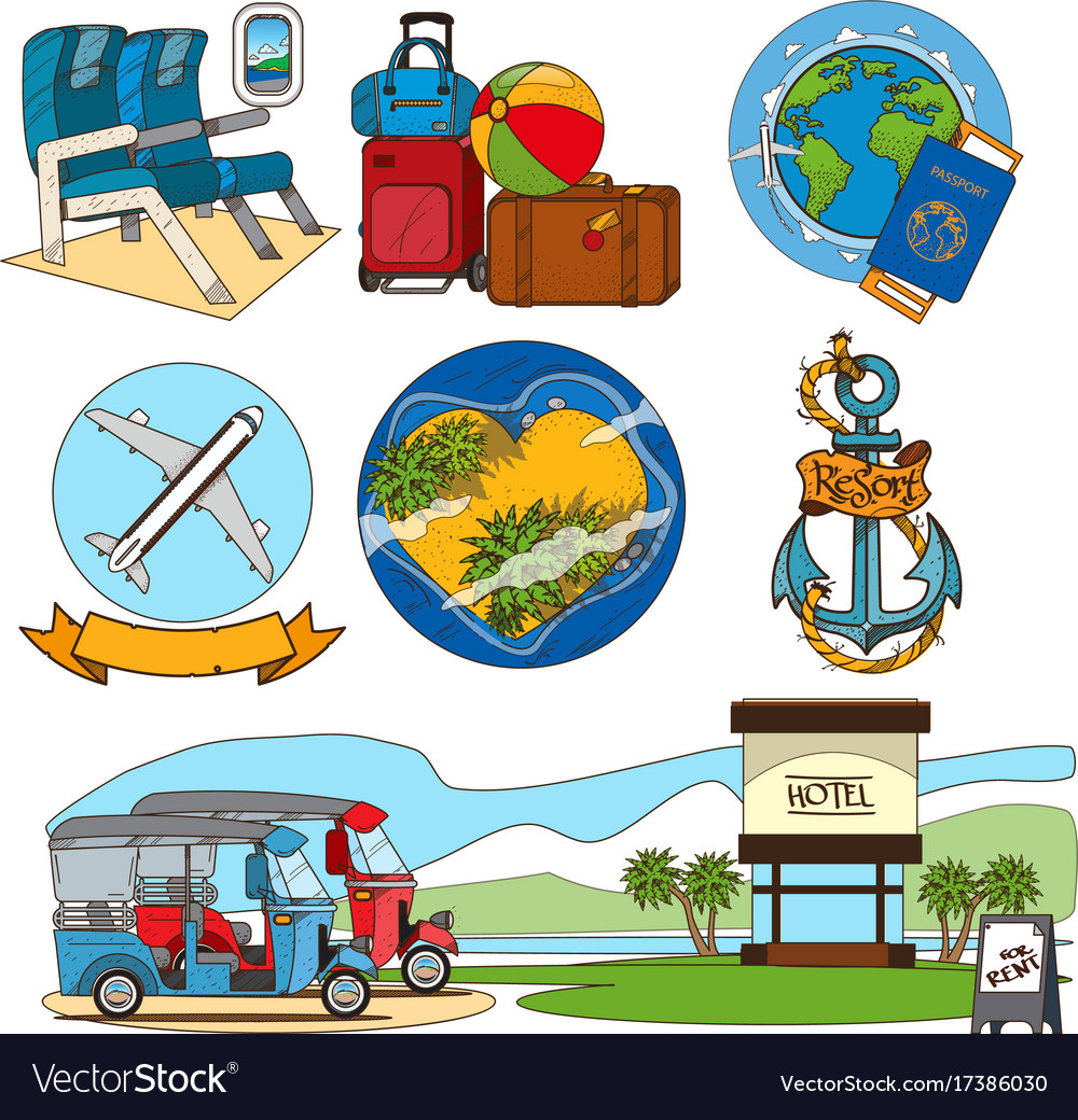 Set of on the theme of summer beach holidays Vector Image