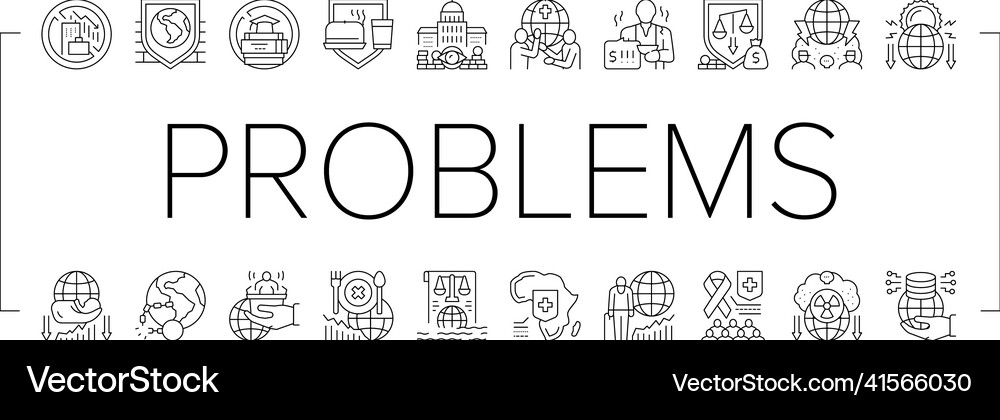 Social public problems worldwide icons set Vector Image