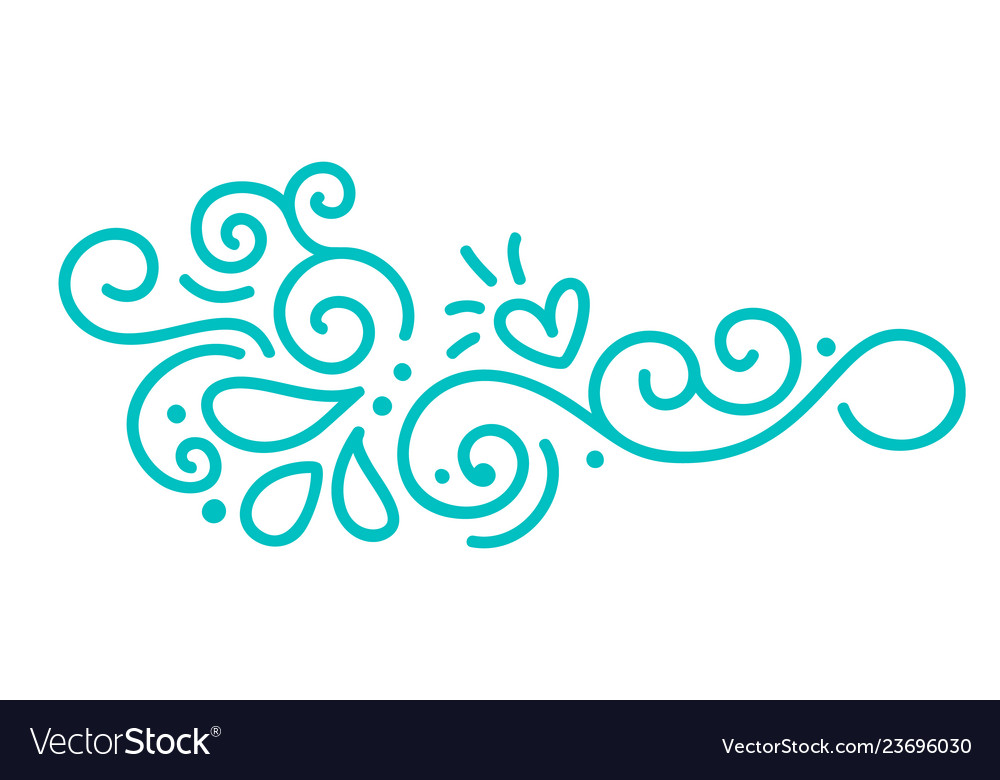 Turquoise monoline scandinavian folk flourish vector image Turquoise monoline scandinavian folk flourish