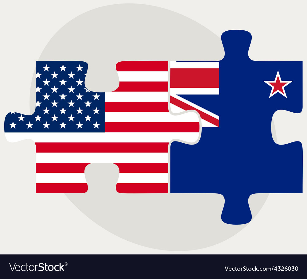 Usa And New Zealand Flags In Puzzle Royalty Free Vector Usa And New Zealand Flags In Puzzle Vector Image