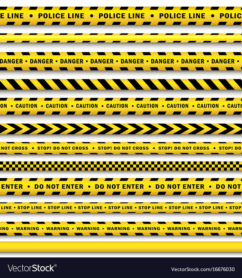 Yellow black police tape set isolated