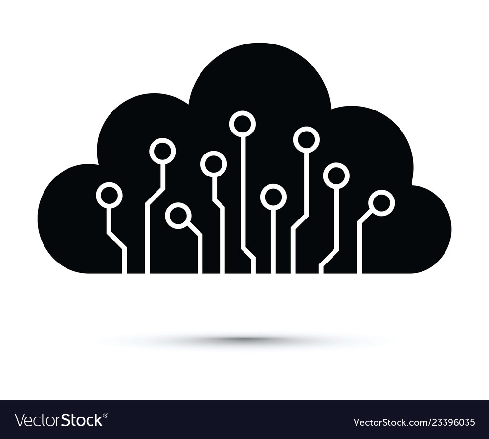 Abstract cloud computer chip icon