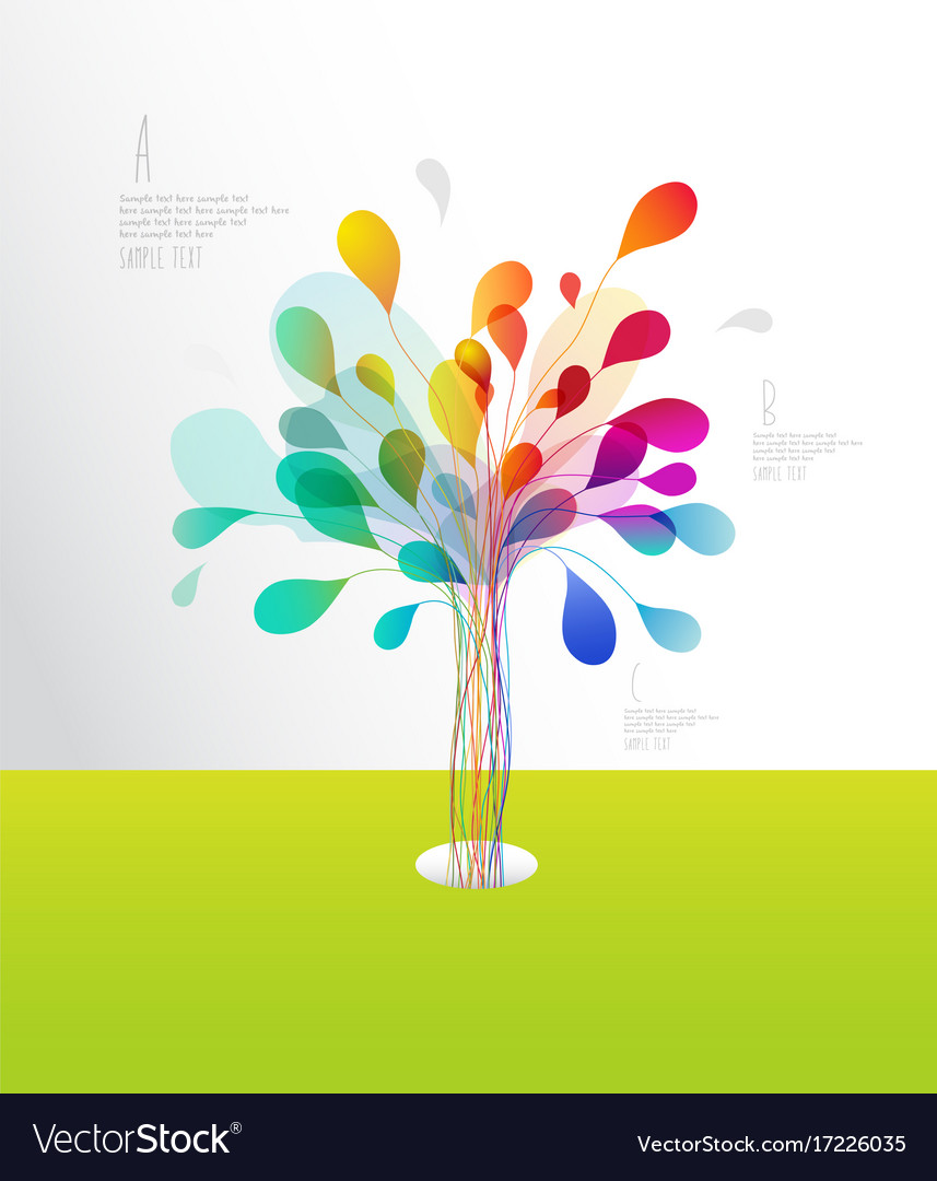 Colorful tree created from lines and leafs