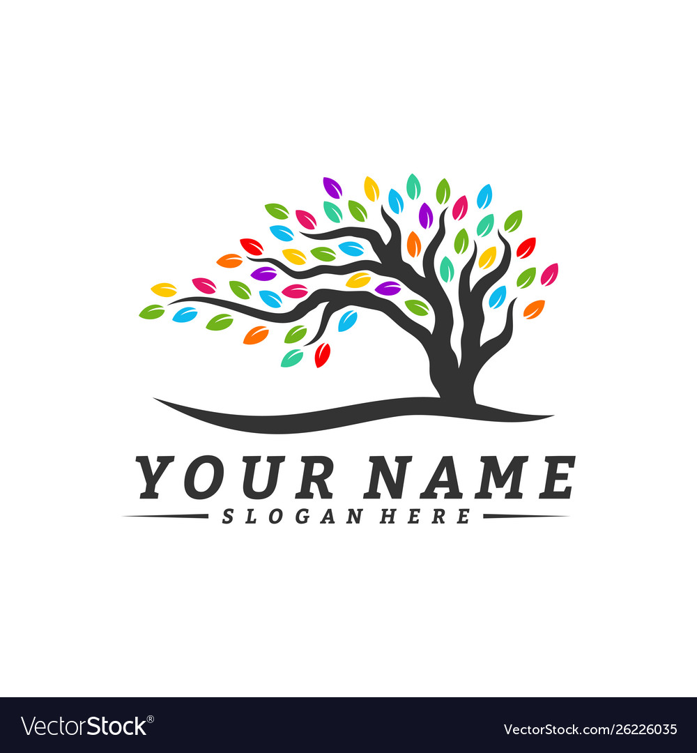 Colorful vibrant tree logo design concept root Vector Image