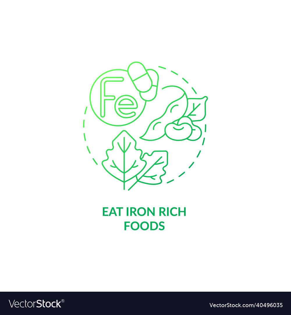 Eat iron rich foods green gradient concept icon