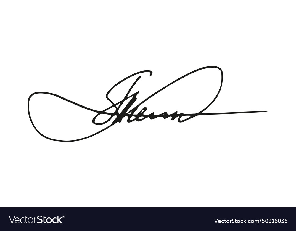 Fake signature hand drawn sample own autograph Vector Image