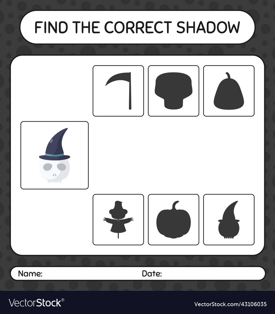 Find the correct shadows game with skull Vector Image Find the correct shadows game with skull