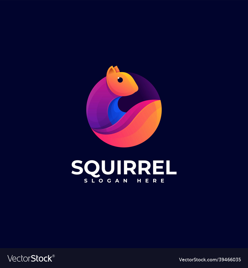 Logo squirrel gradient colorful style vector image Logo squirrel gradient colorful style