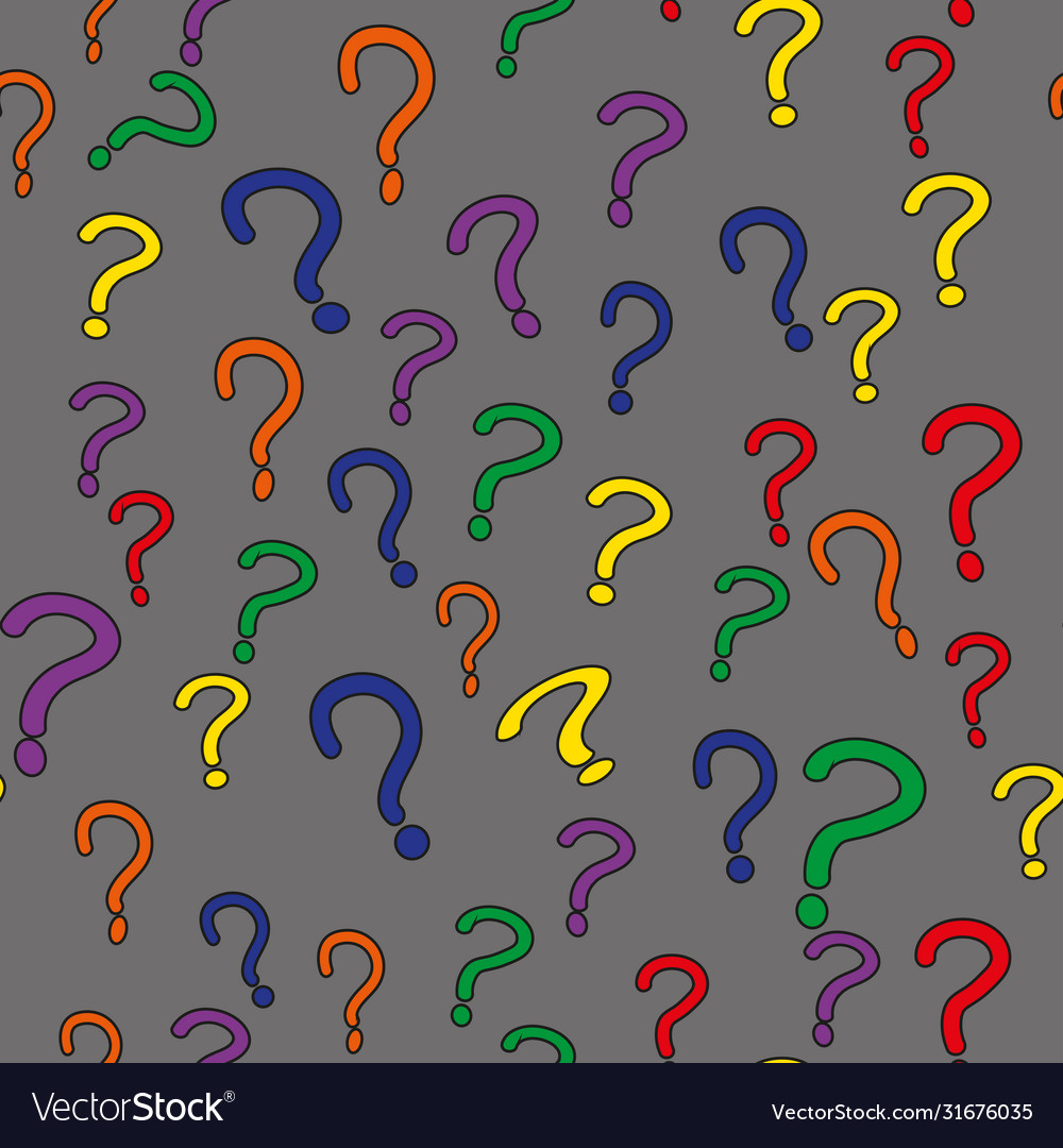 Rainbow color question marks seamless pattern 3d vector image Rainbow color question marks seamless pattern 3d