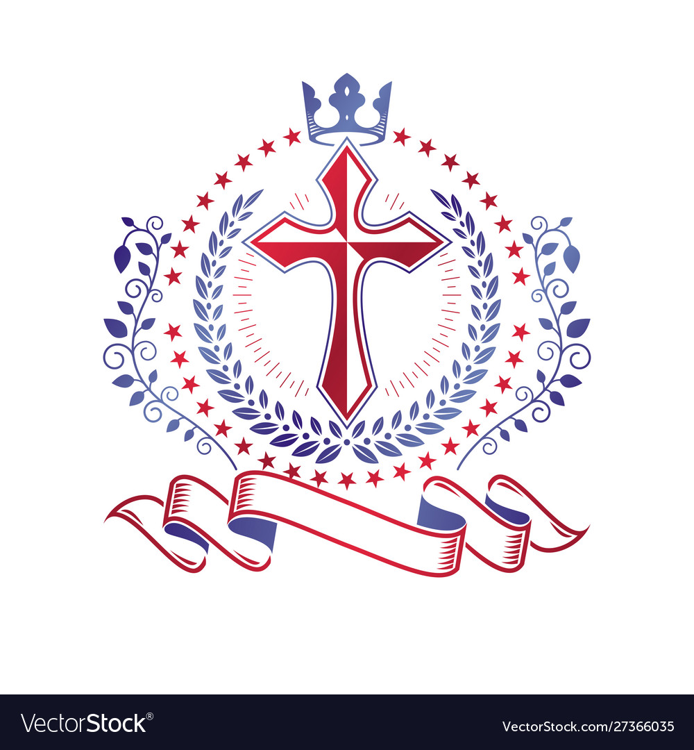 Religious Emblem with Crown and Floral Cross