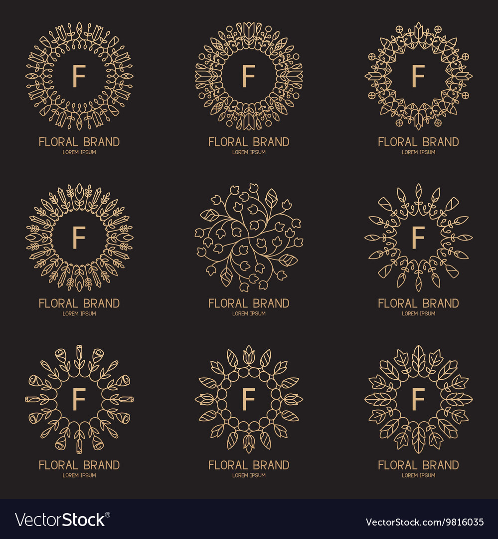 Set of logos in trendy linear style