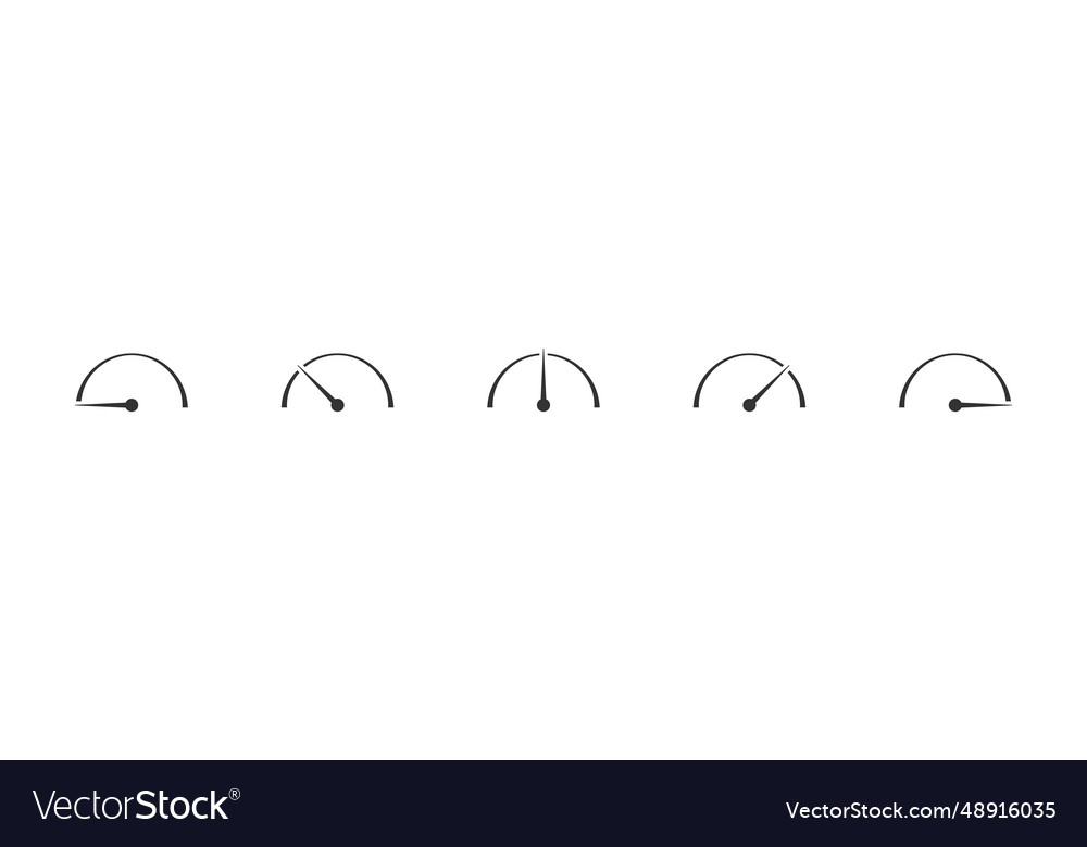 Speedometer line icon set car speed indicator