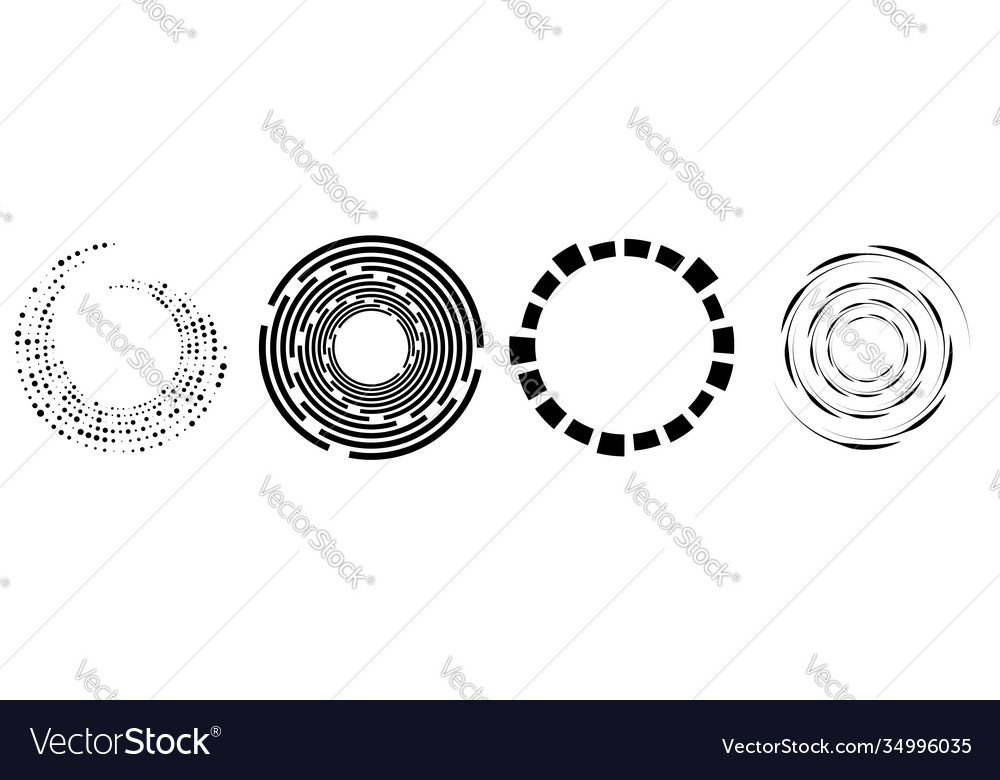 Spiral swirl twirl element set rotating circular vector image Spiral swirl twirl element set rotating circular