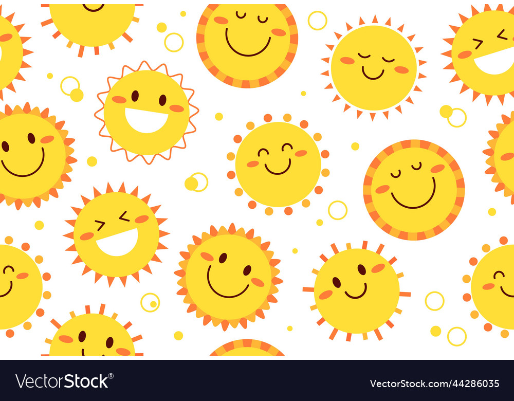 Sun seamless pattern vector image Sun seamless pattern