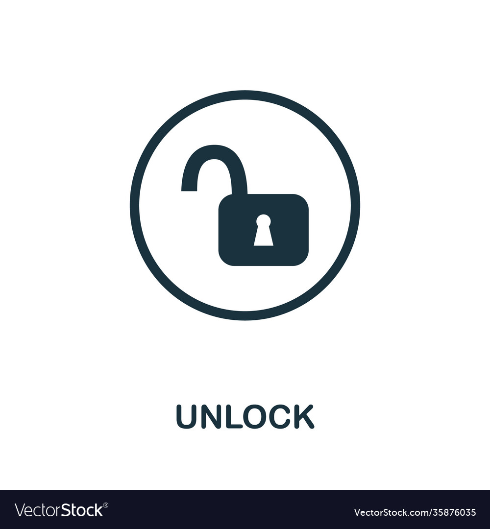 Unlock icon simple element from internet security