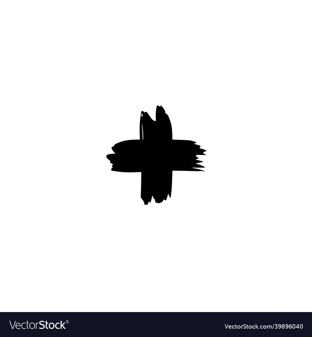 Black painted cross brush painting flat icon