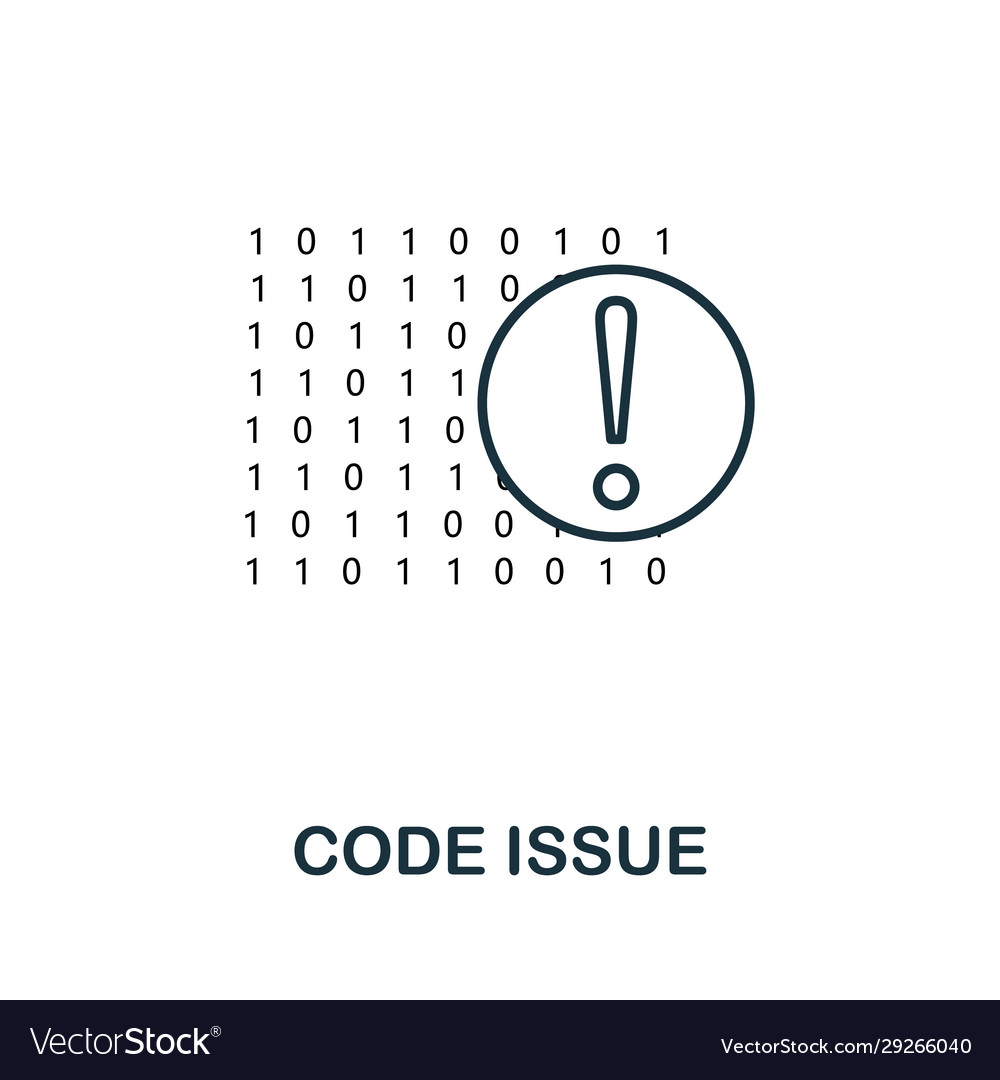 Code issue line icon thin design style from vector image Code issue line icon thin design style from