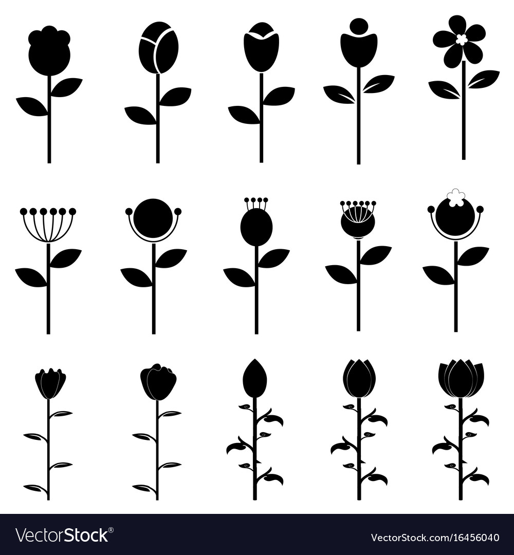 Flower icons for pattern with white background