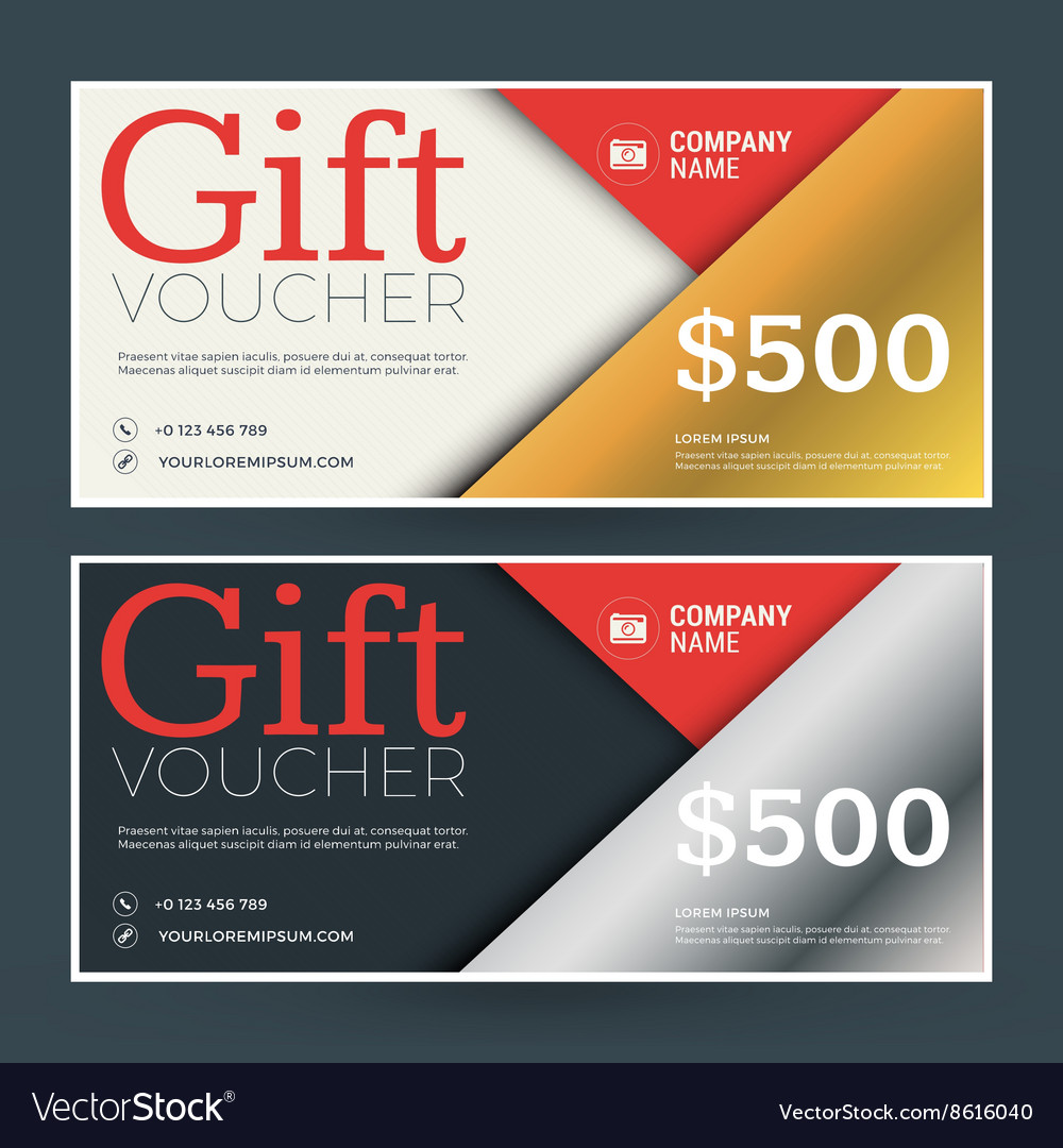 Golden and silver gift voucher design print Vector Image