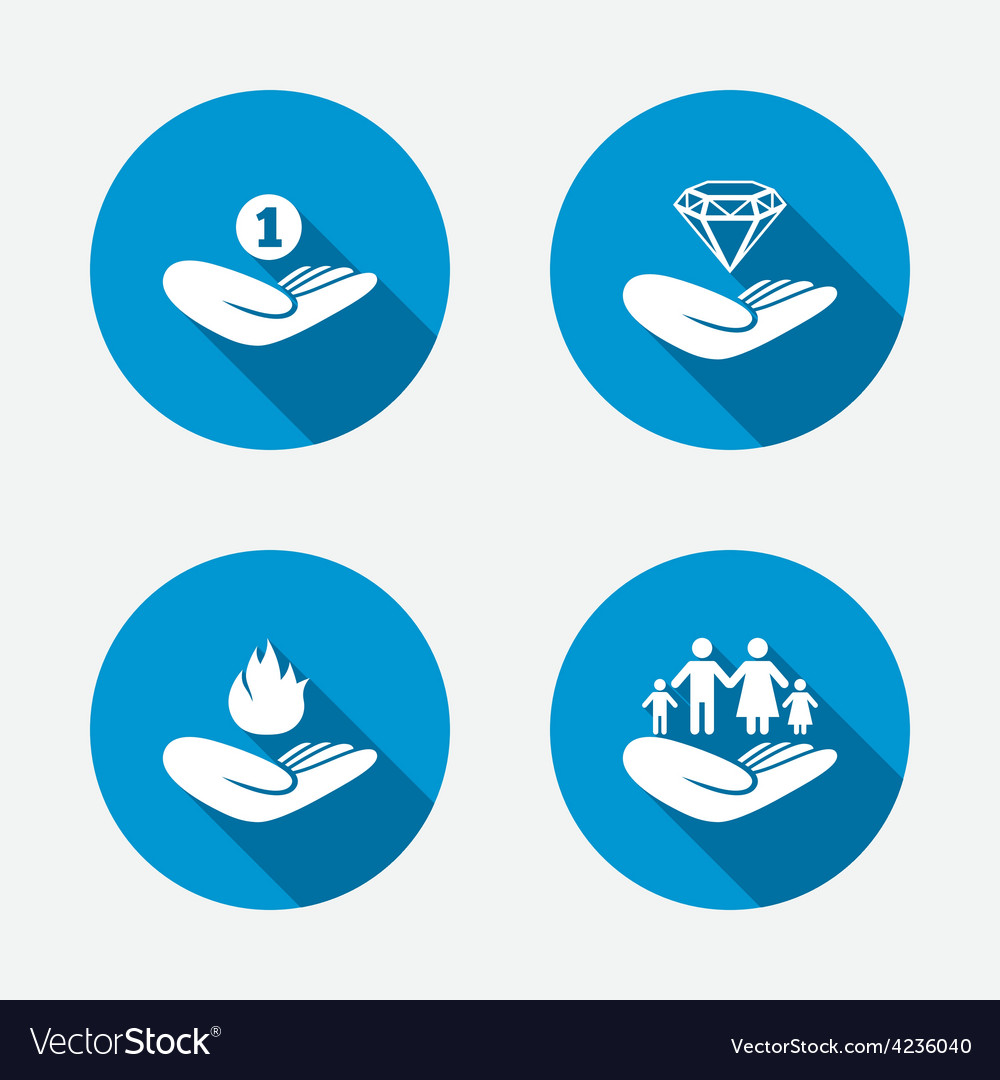 Helping hands icons protection and insurance