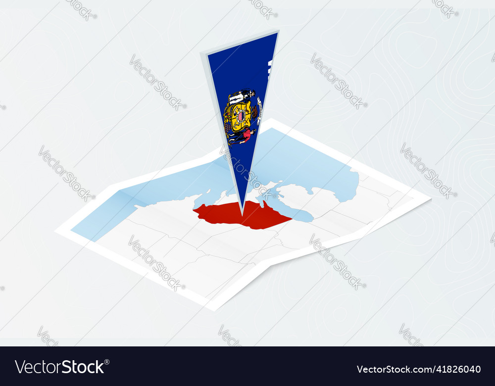 Isometric paper map of wisconsin with triangular