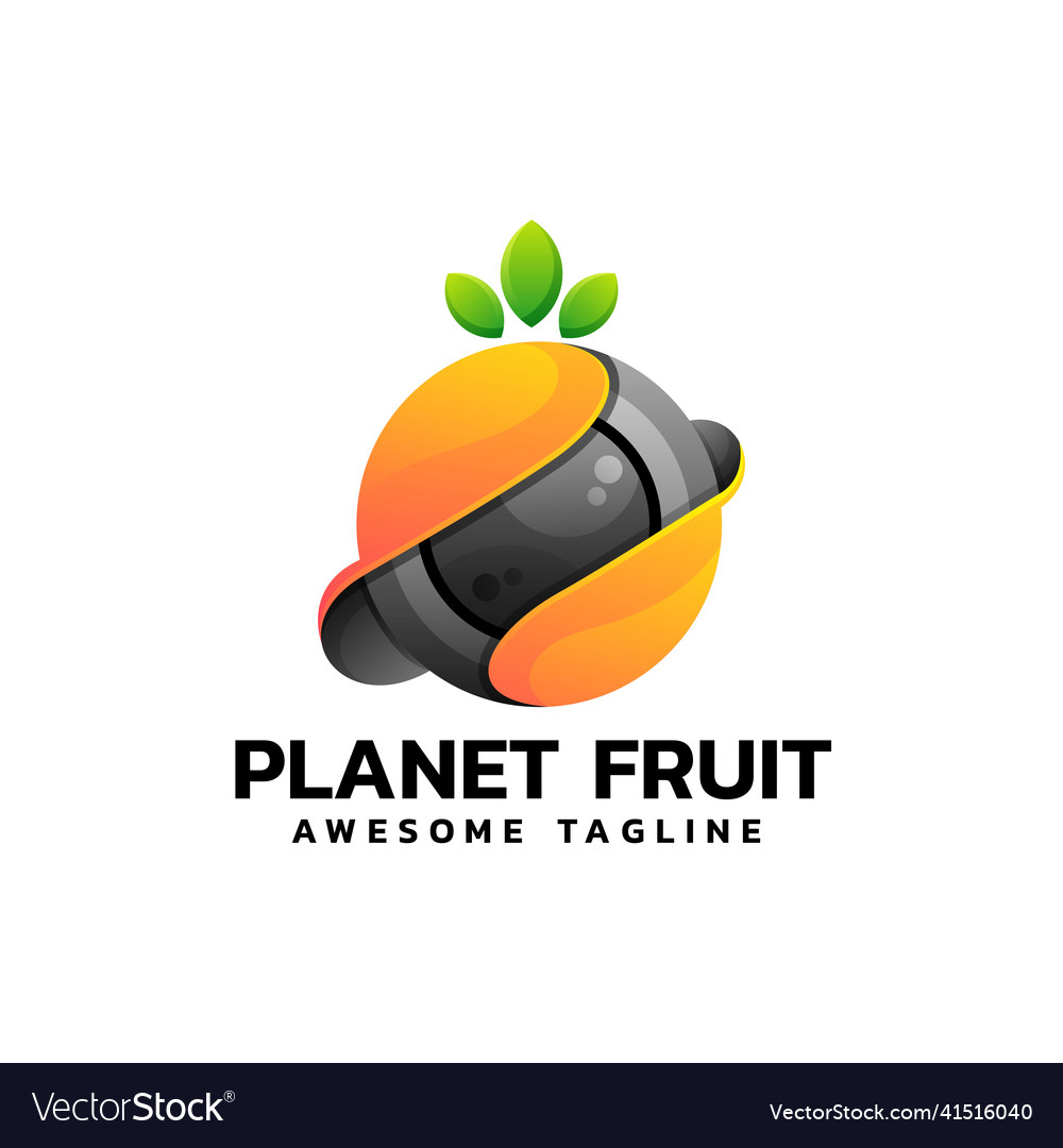 Logo planet fruit gradient colorful style Vector Image