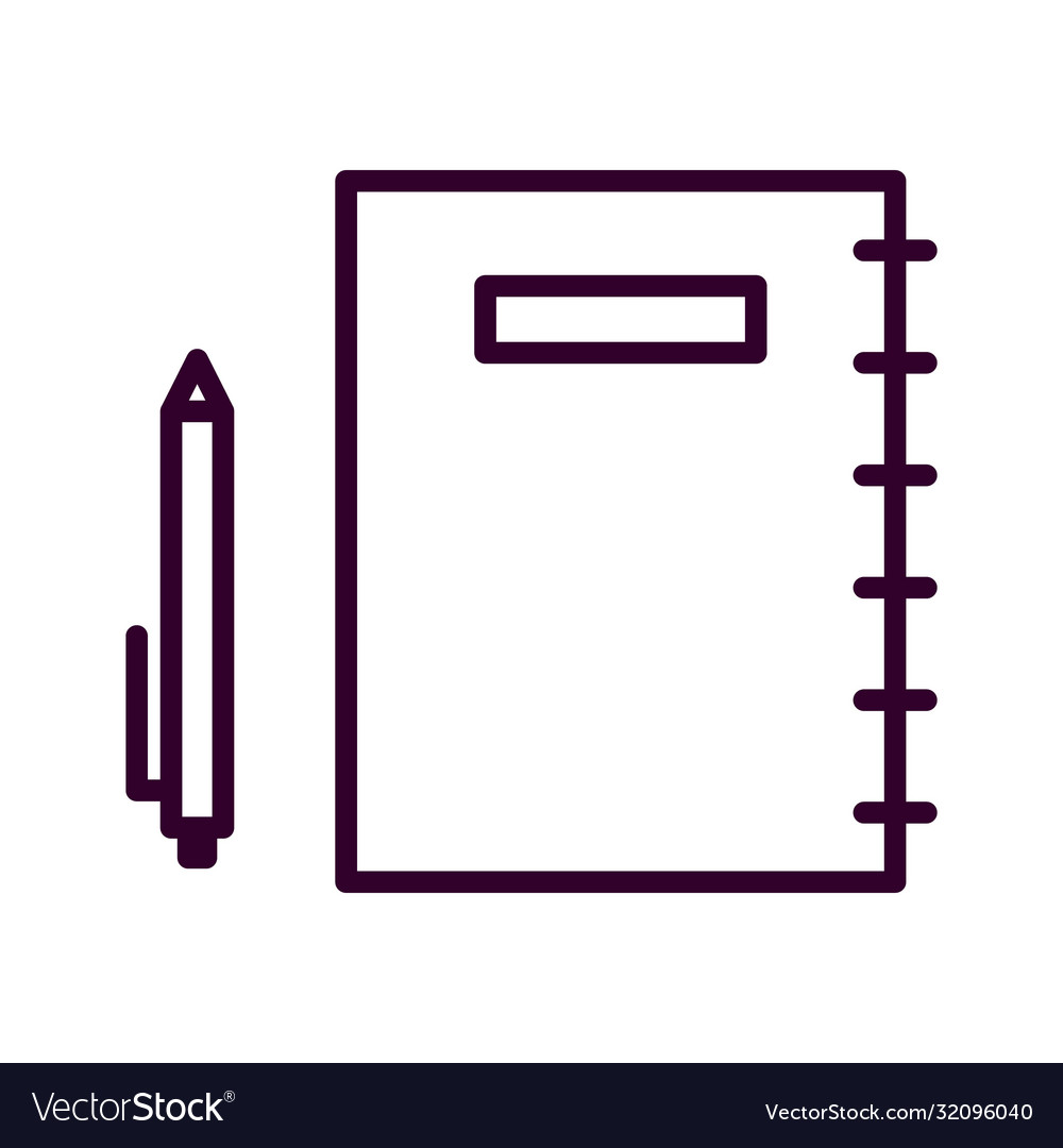 Notebook and pen line icon