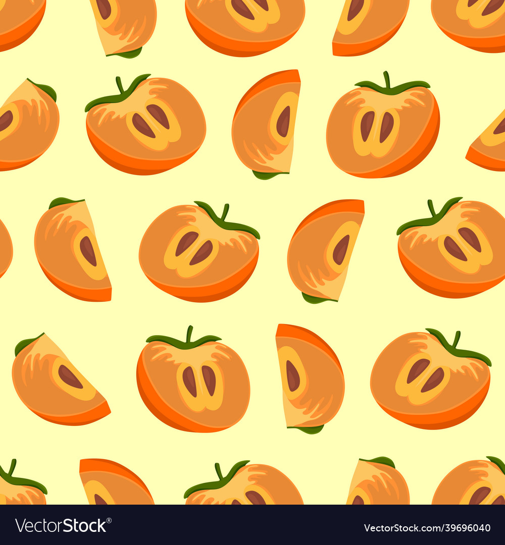 Persimmon pattern isolated on a yellow background Vector Image Persimmon pattern isolated on a yellow background