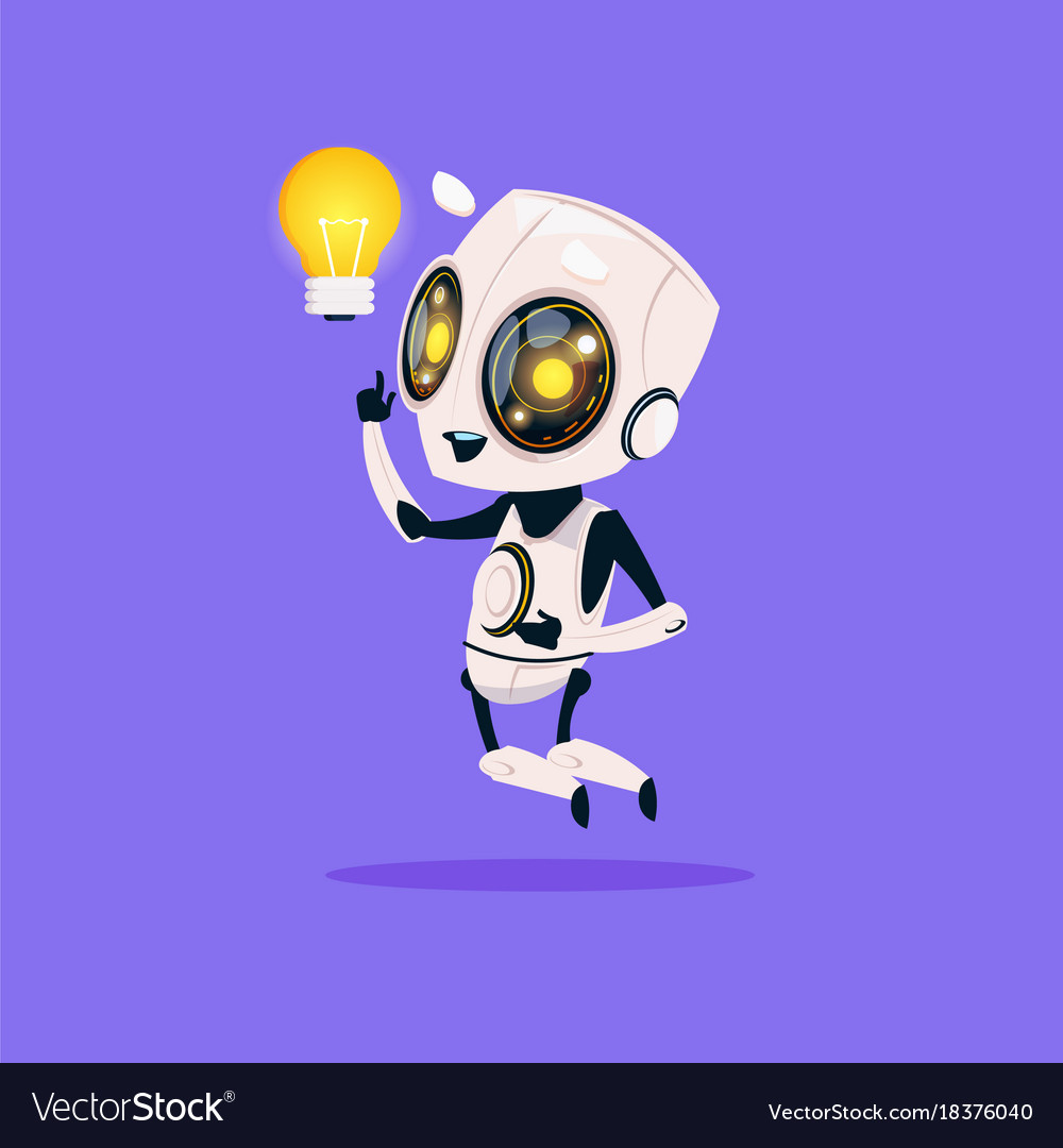 Robot with Light Bulb - Tech Icon