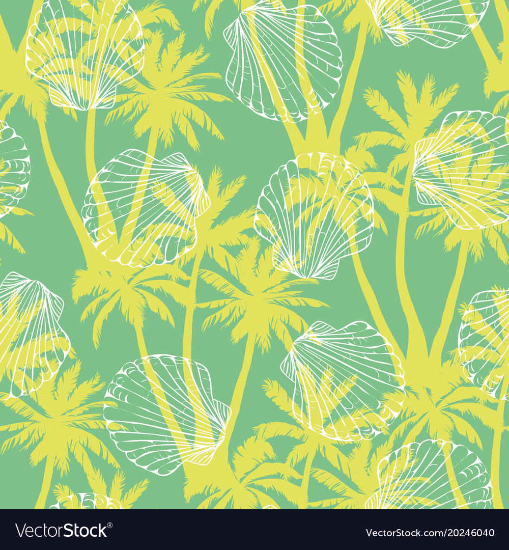 Seamless pattern with hand drawn scallop shells