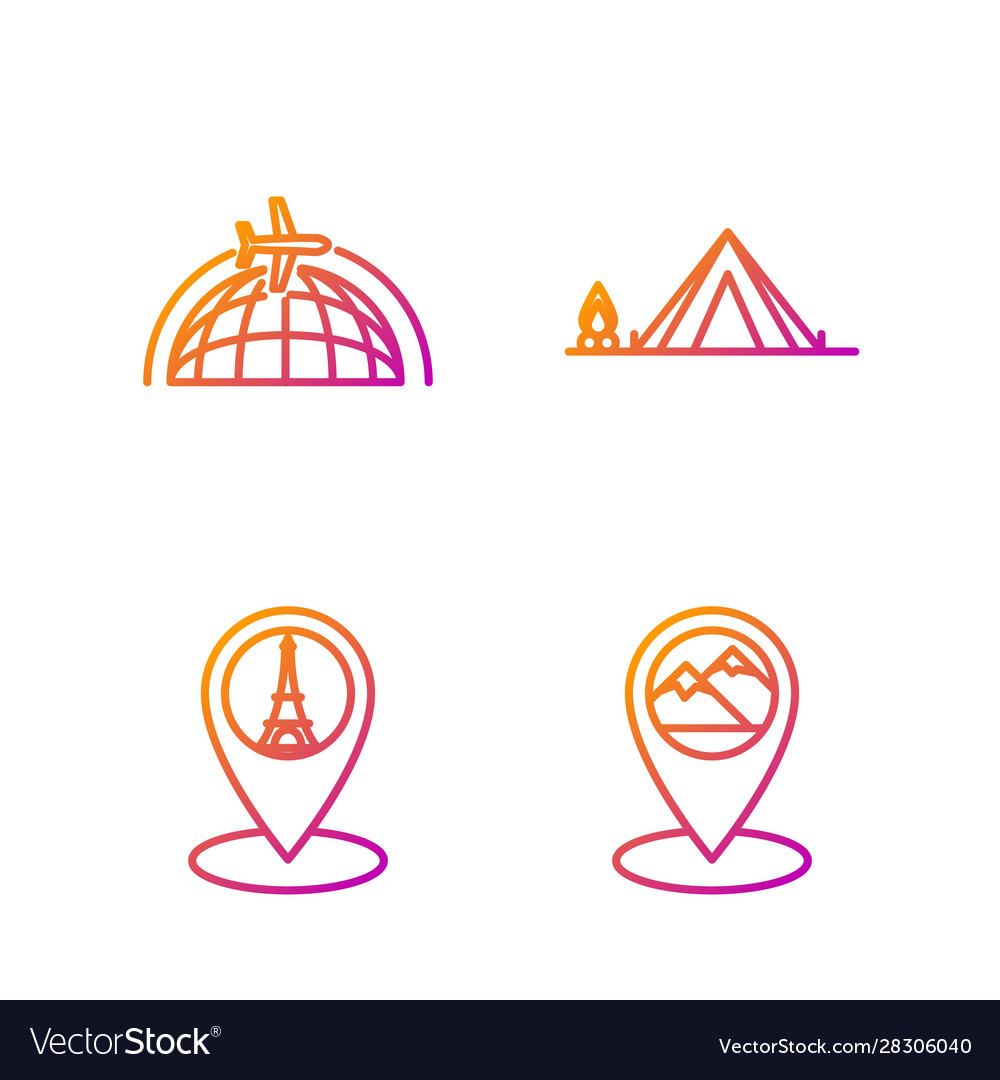 Linienplaner mit Berg setzen vector image Linienplaner mit Berg setzen