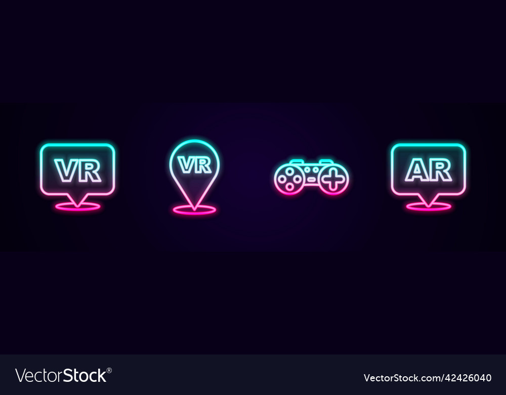 Set line virtual reality gamepad and augmented ar vector image Set line virtual reality gamepad and augmented ar