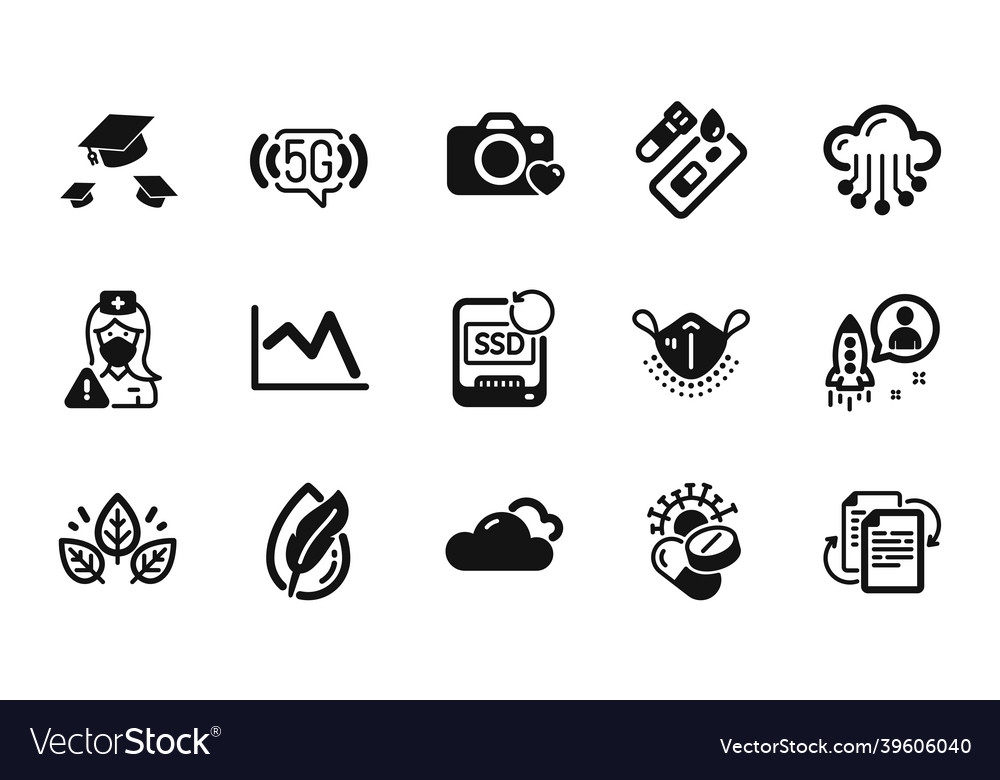 Set of line chart cloudy weather vector image Set of line chart cloudy weather