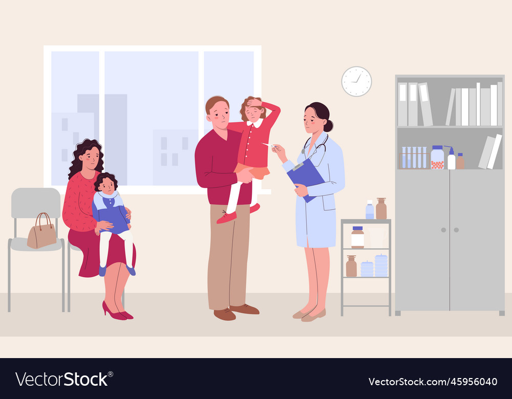 Sick child appointment composition Royalty Free Vector Image