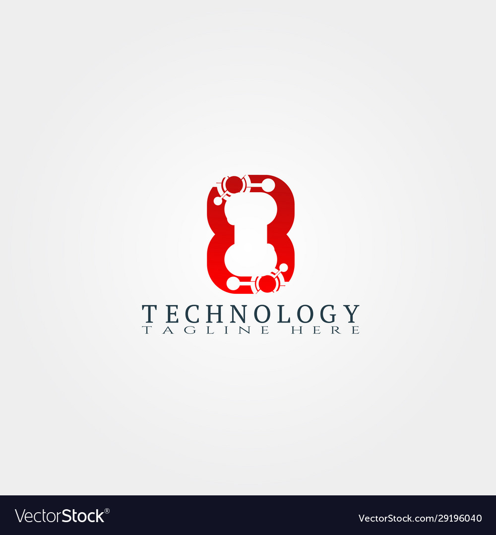 Technologie-Icon-Template mit Nummer acht