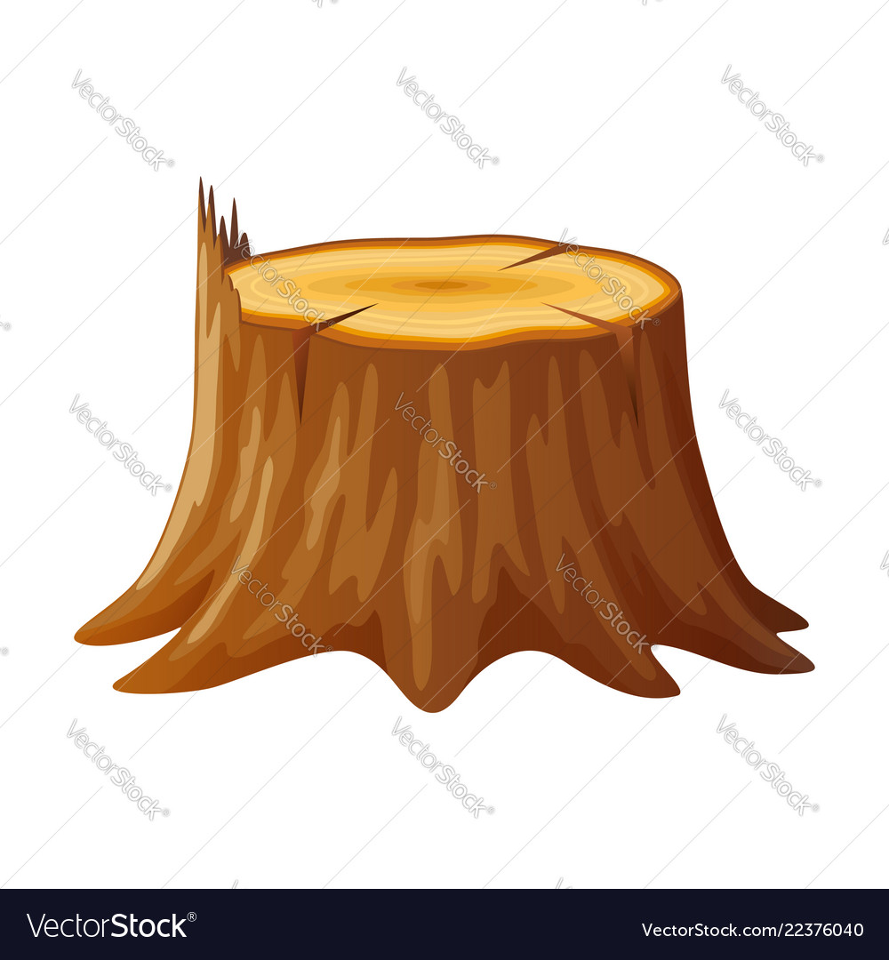 Tree wooden stump with rings and roots Royalty Free Vector