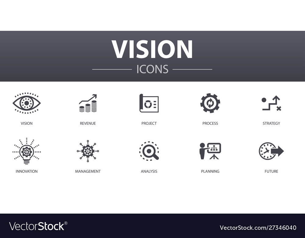 Vision simple concept icons set contains