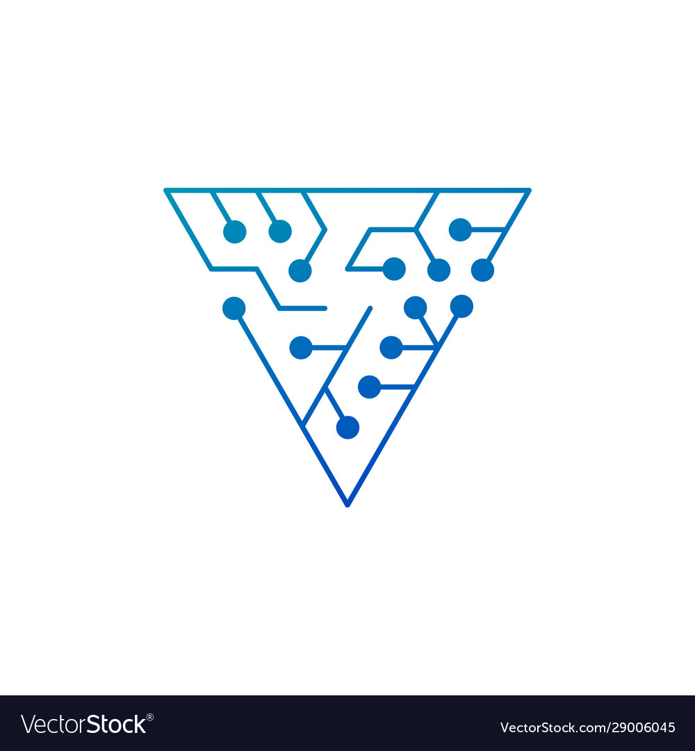 Circuit board icon abstract triangle shape vector image Circuit board icon abstract triangle shape